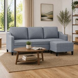 Specifications of 3-Seater Sofa with Footstool Grey 180cm