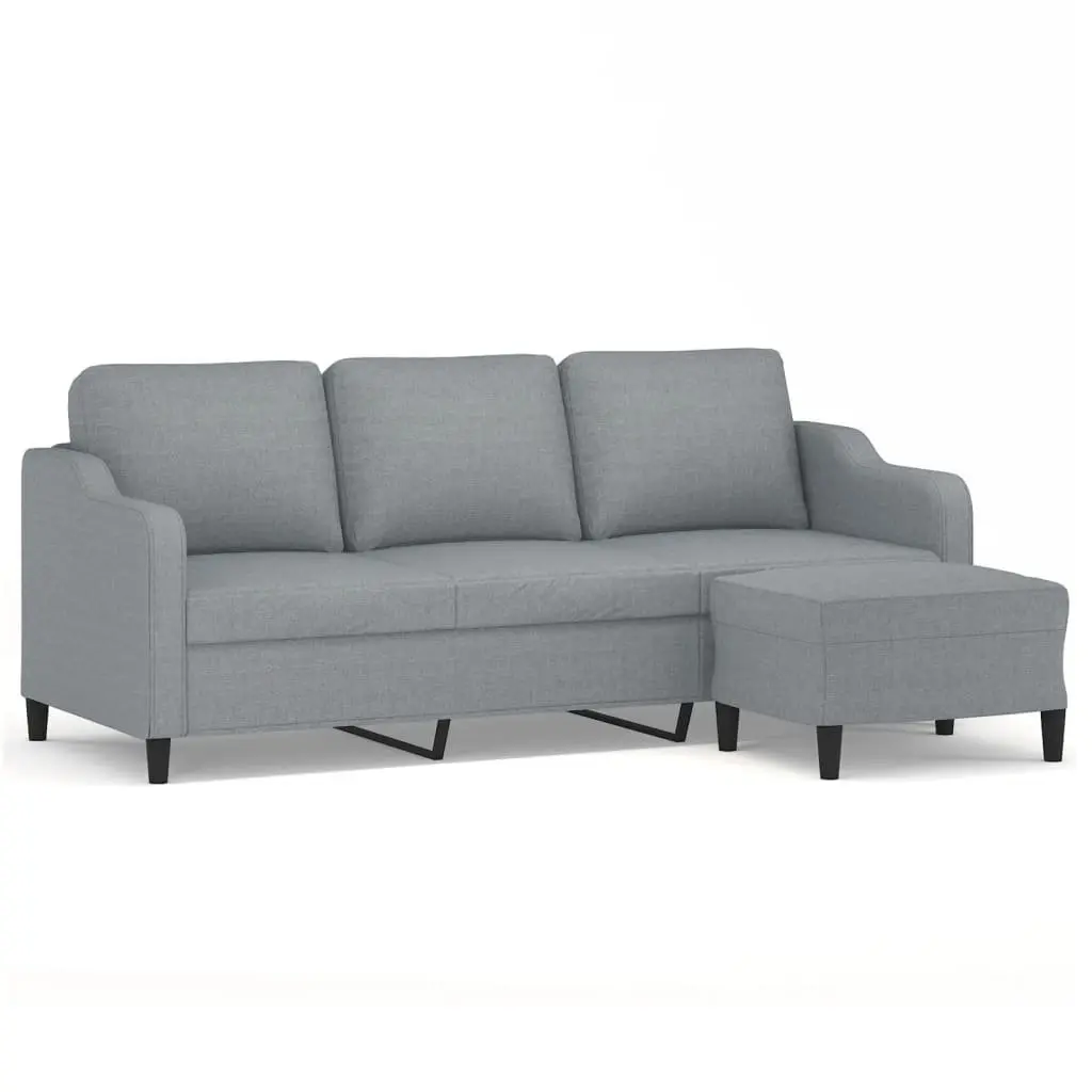 3-Seater Sofa with Footstool Grey 180cm