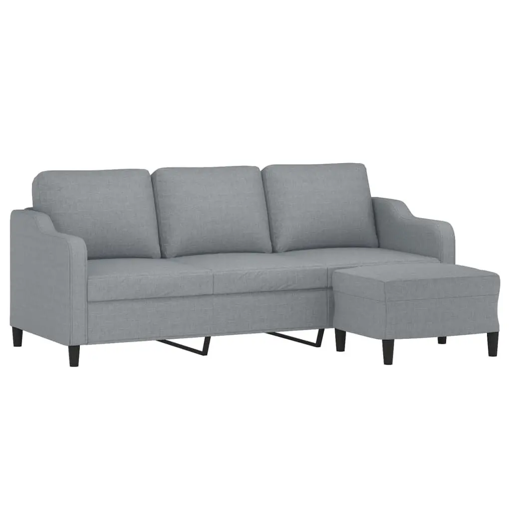 3-Seater Sofa with Footstool Grey 180cm