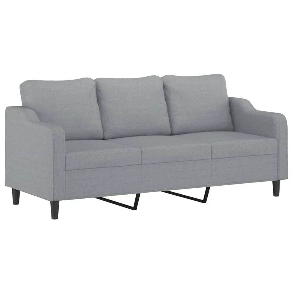 3-Seater Sofa with Footstool Grey 180cm