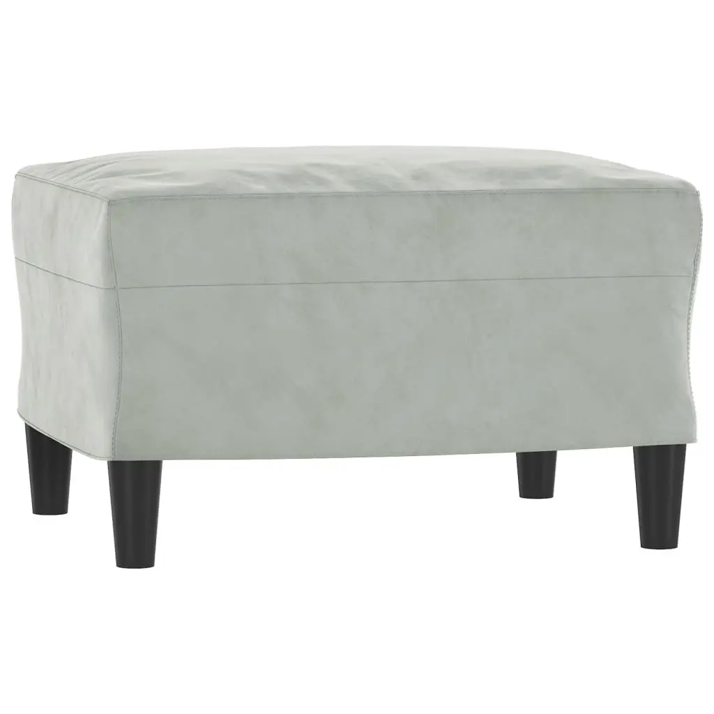 3-Seater Sofa with Footstool Living Room Light Grey Velvet 180cm