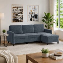 Specifications of 3-Seater Sofa with Footstool Grey Velvet