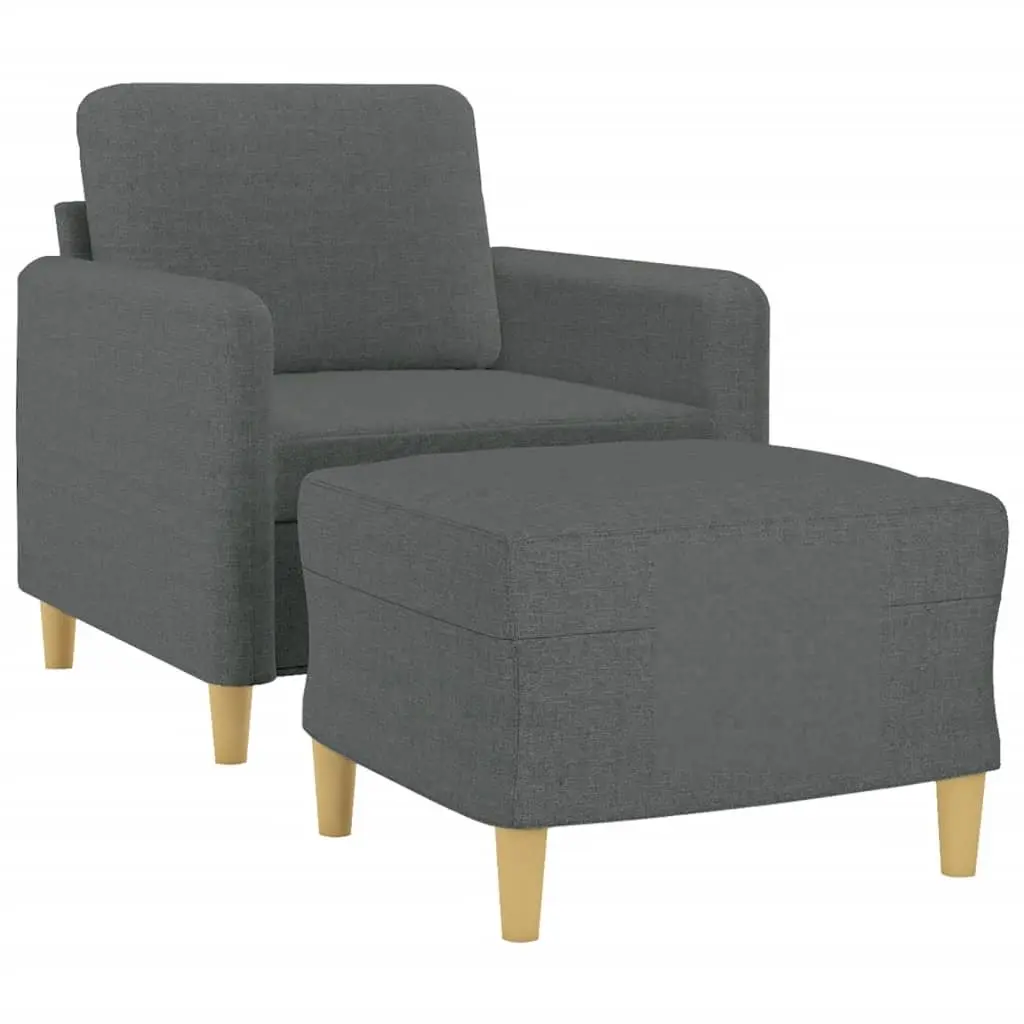 Grey Fabric Sofa Chair with Footstool Living Room Furniture