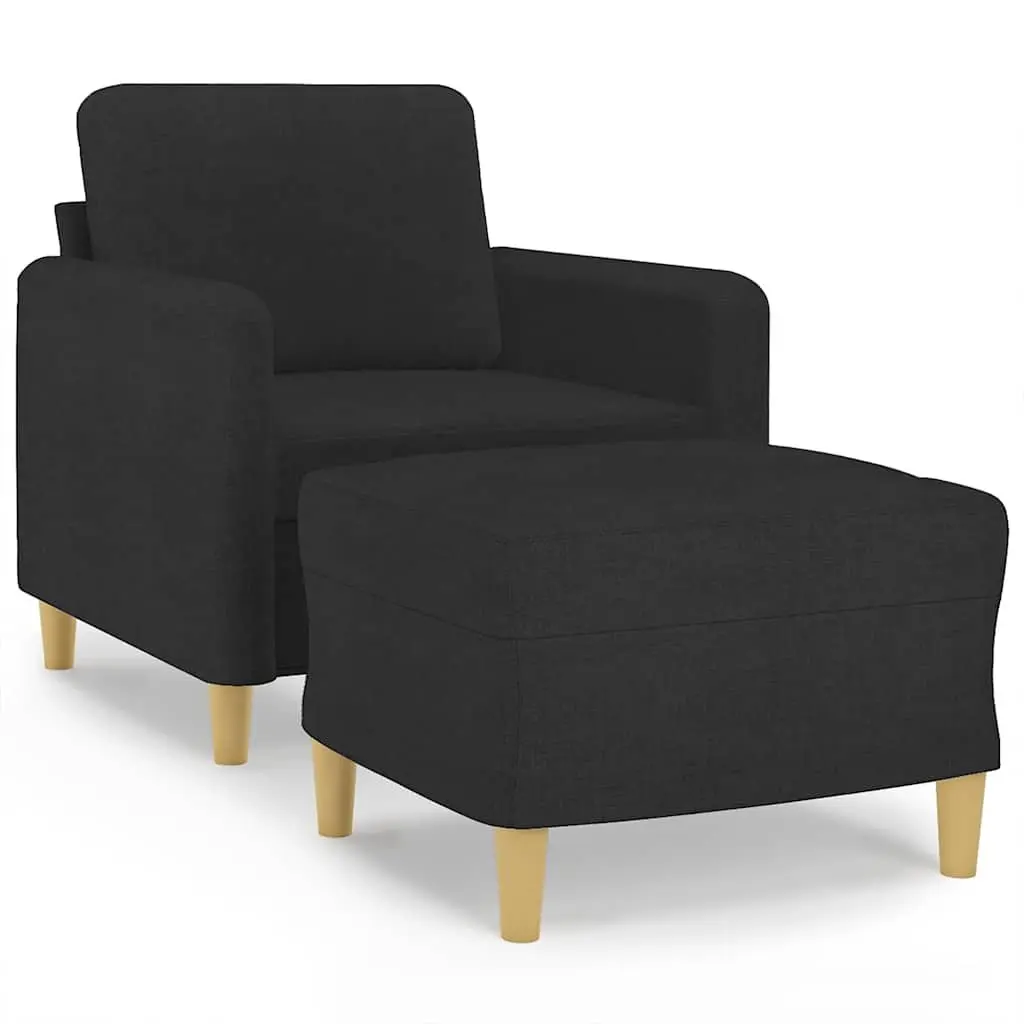 Black Fabric Sofa Chair with Footstool Relaxing Lounge Armchair Seating