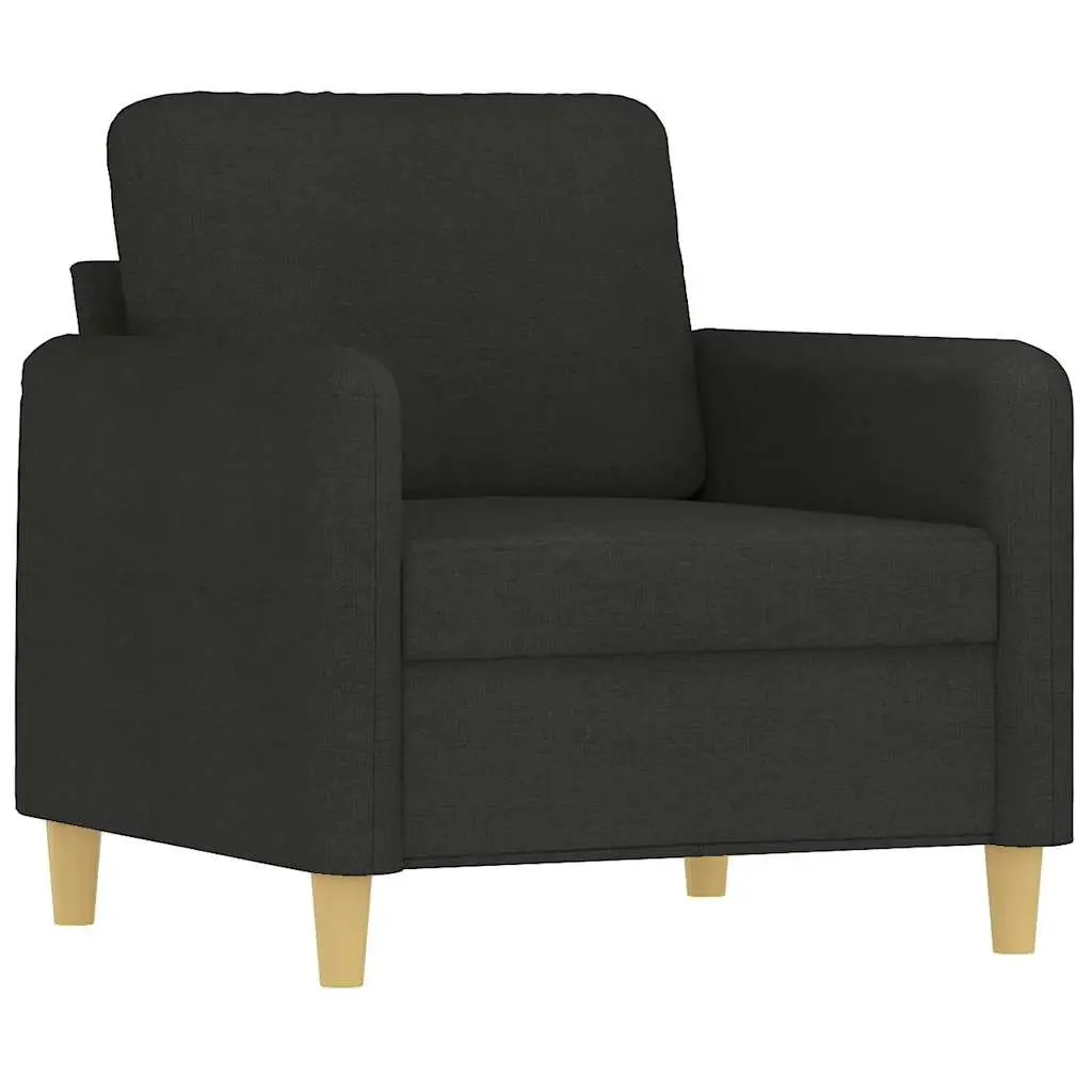 Black Fabric Sofa Chair with Footstool Relaxing Lounge Armchair Seating