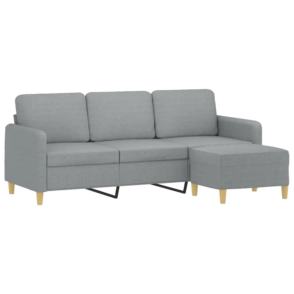 3-Seater Sofa with Footstool Grey 180cm Living Room Lounge Couch Fabric Seat