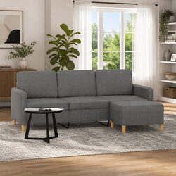 Specifications for Grey 3-Seater Sofa with Footstool