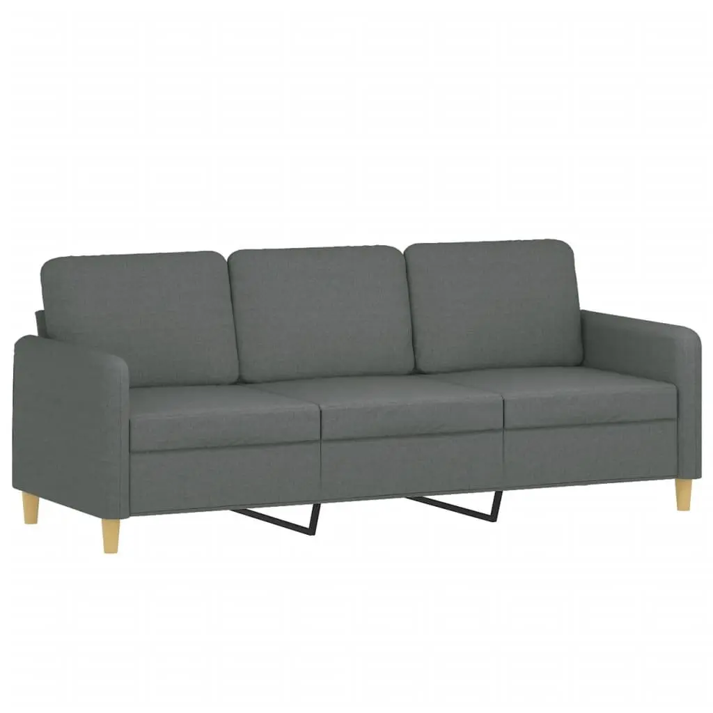 Grey 3-Seater Sofa with Footstool
