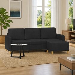 Specifications of Black 3-Seater Sofa with Footstool