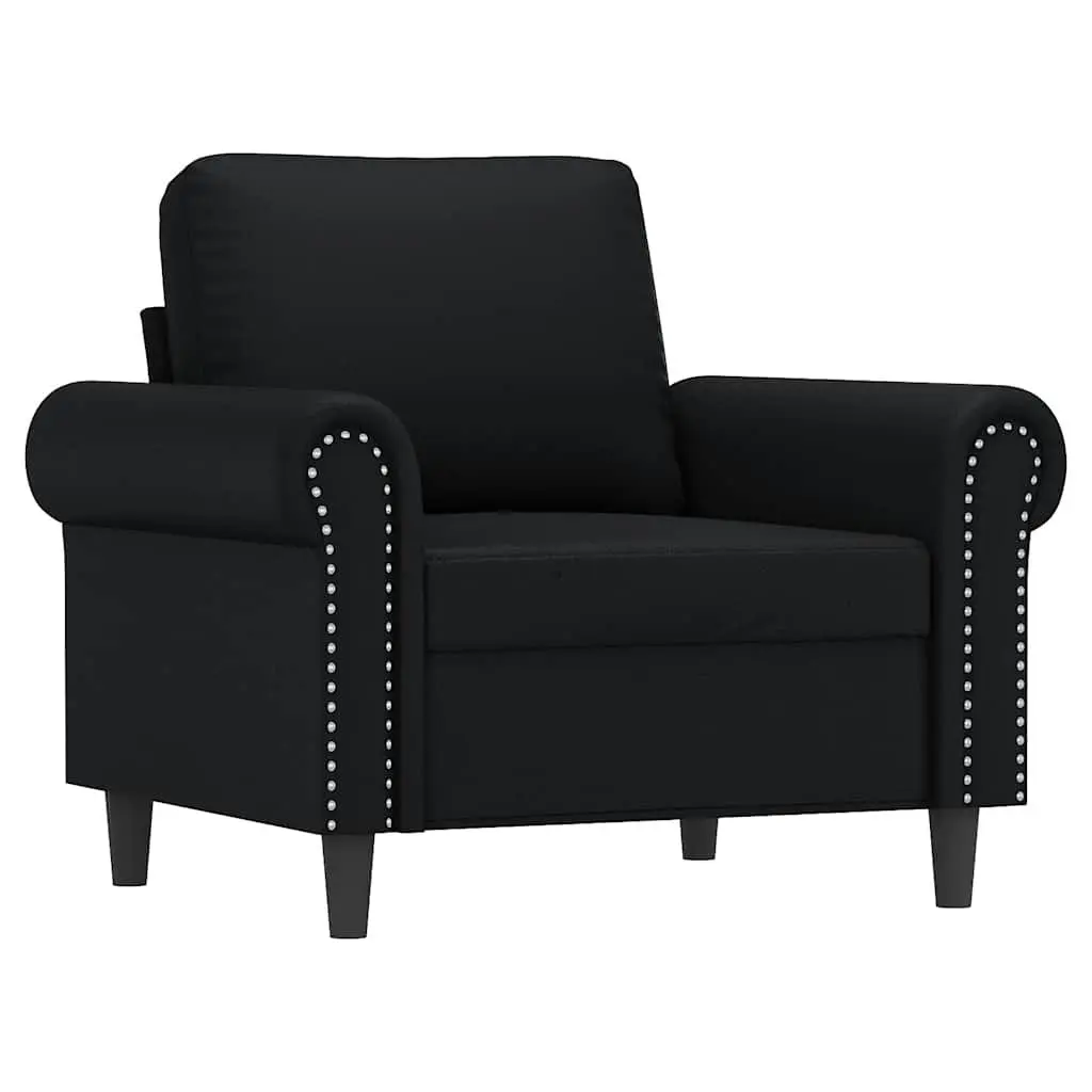 Sofa Chair with Footstool Living Room Compact Black Faux Leather