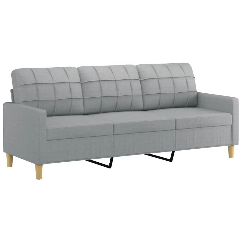 3-Piece Grey Fabric Sofa Set with Sturdy Frame