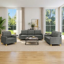 Specifications of the 3-Piece Grey Sofa Set: Quality & Comfort