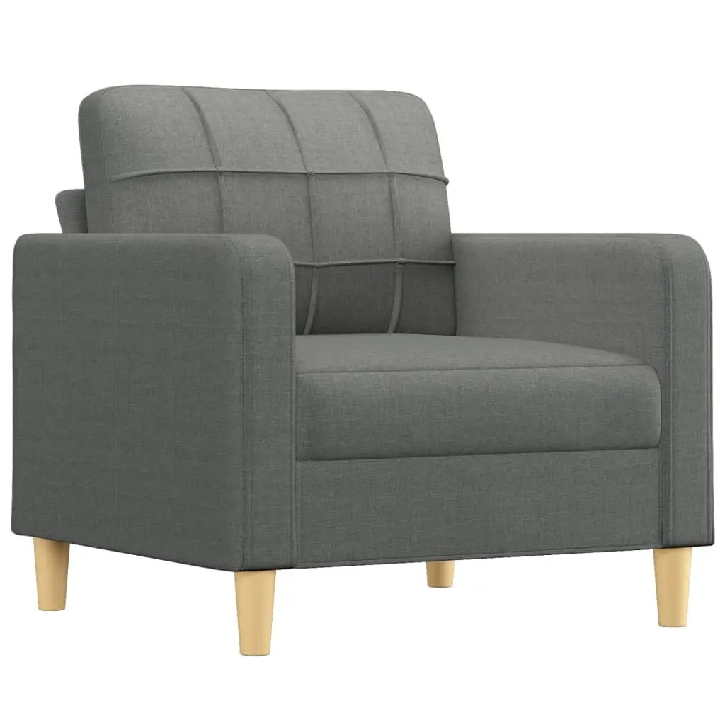 3 Piece Sofa Set Grey Fabric Living Room Furniture