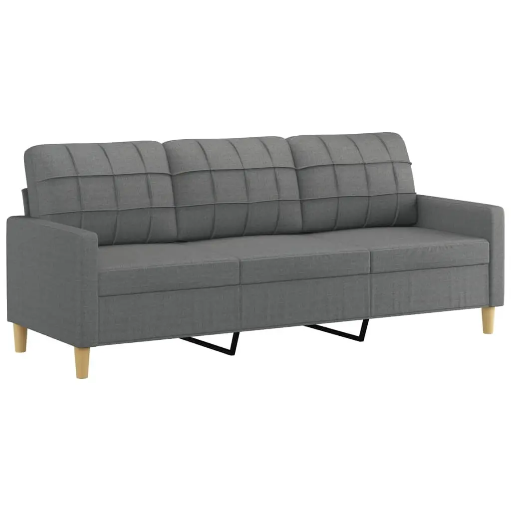 3 Piece Sofa Set Grey Fabric Living Room Furniture