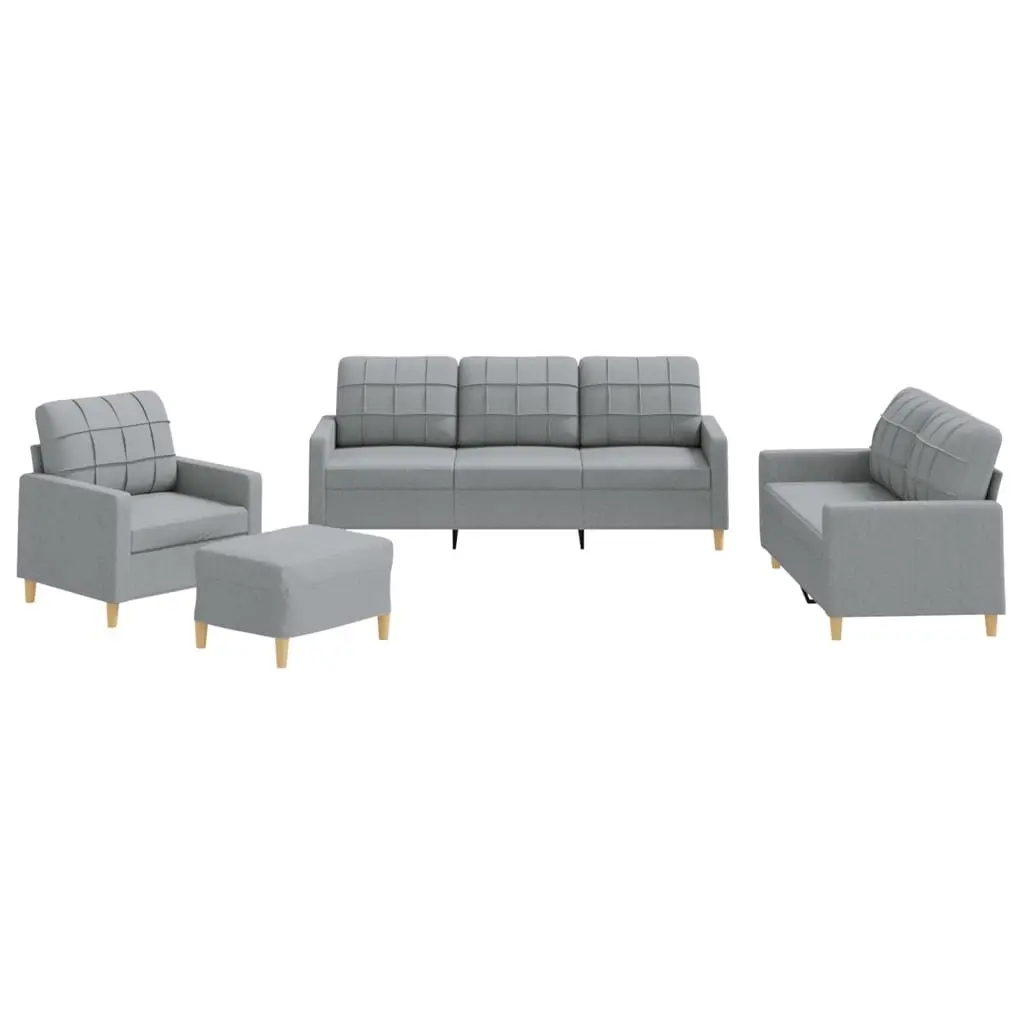4 Piece Grey Fabric Sofa Set