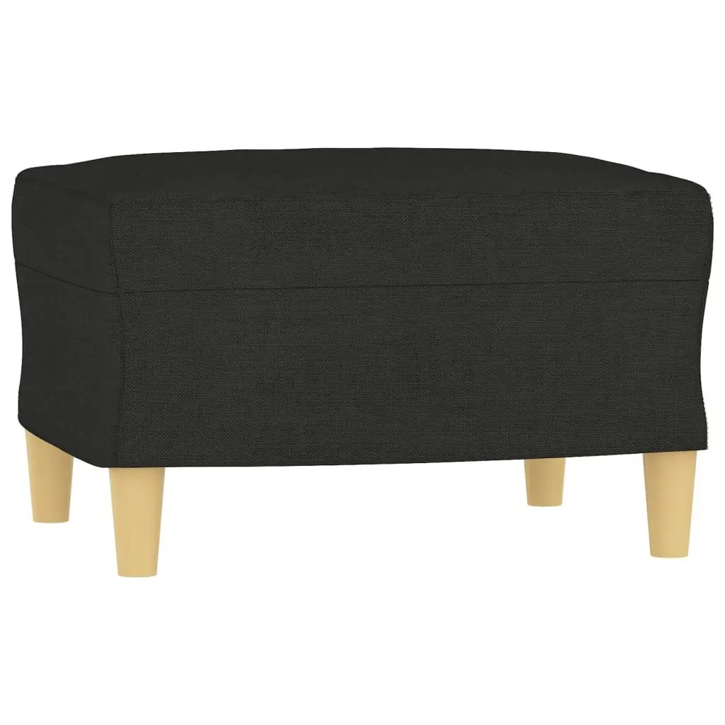 4 Piece Sofa Set with Cushions Black Fabric Living Room Lounge Suite Footstool