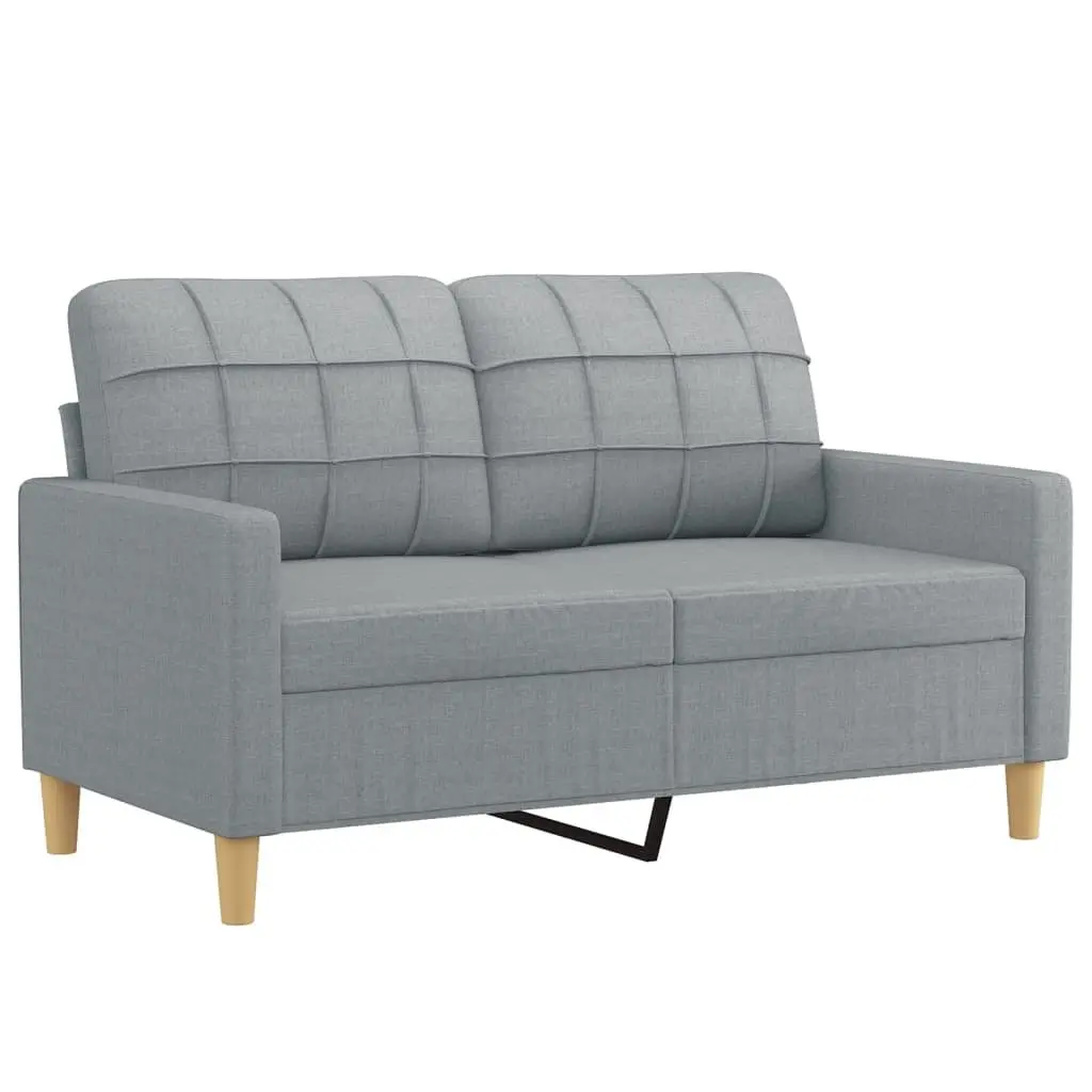 3 Piece Sofa Set Grey Fabric Living Room Couch with Pillows Comfortable Seating