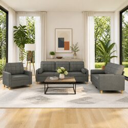 Specifications of the 3 Piece Grey Sofa Set with Pillows