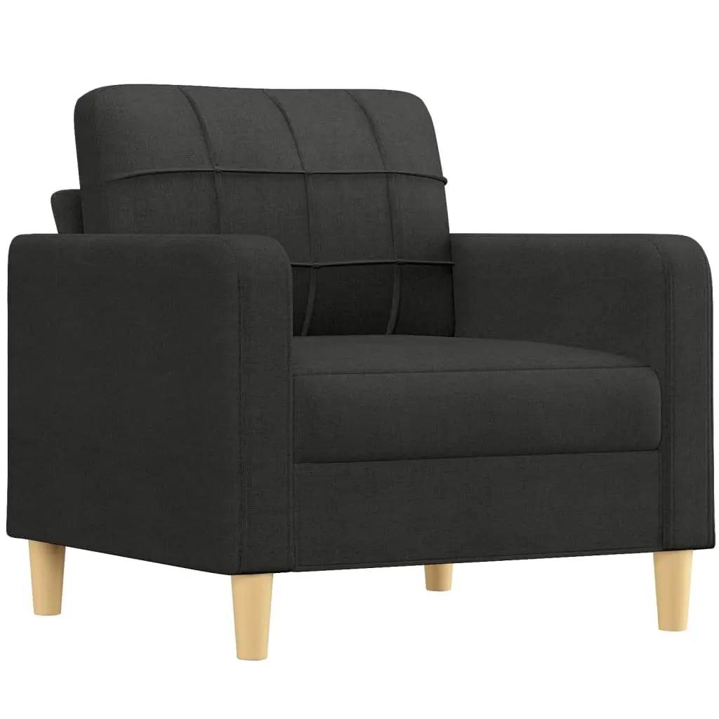 4 Piece Black Fabric Sofa Set with Ottoman