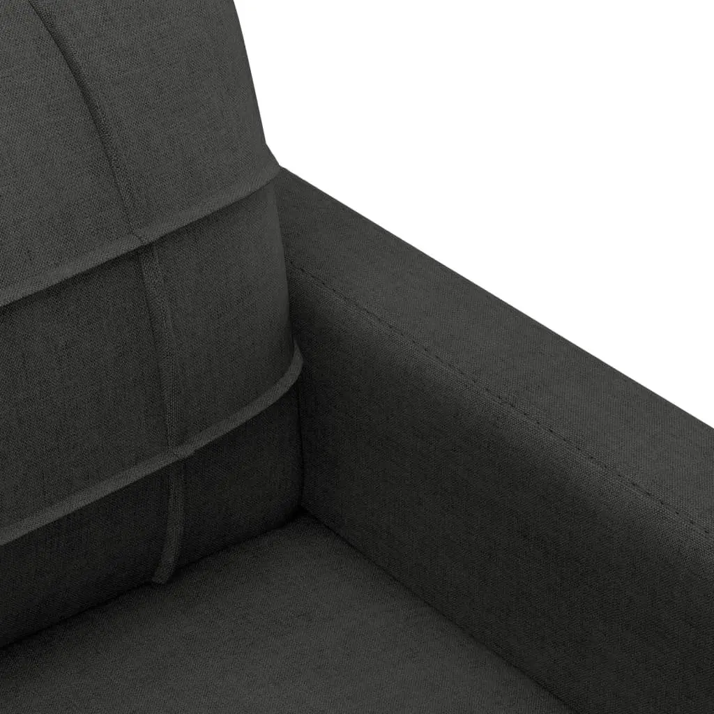 4 Piece Black Fabric Sofa Set with Ottoman