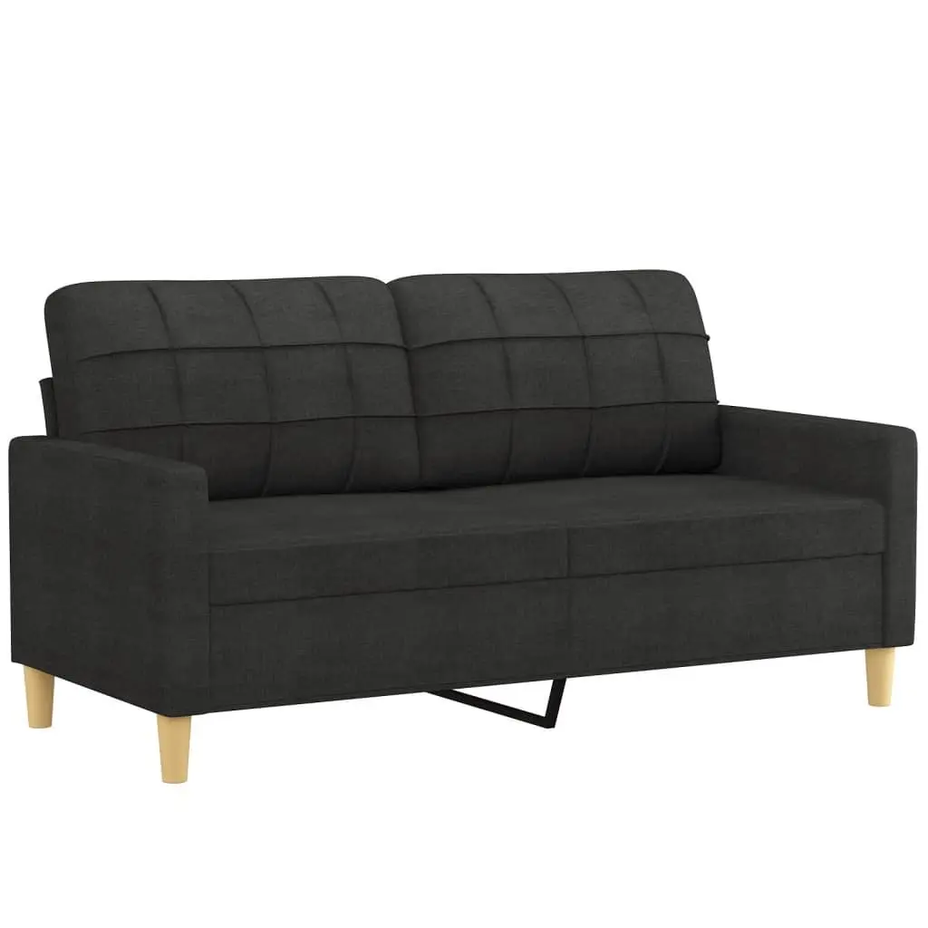 2 Piece Sofa Set Black Fabric Living Room Seating Couch Modern