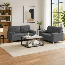 Specifications of the Grey 2 Piece Sofa Set with Pillows