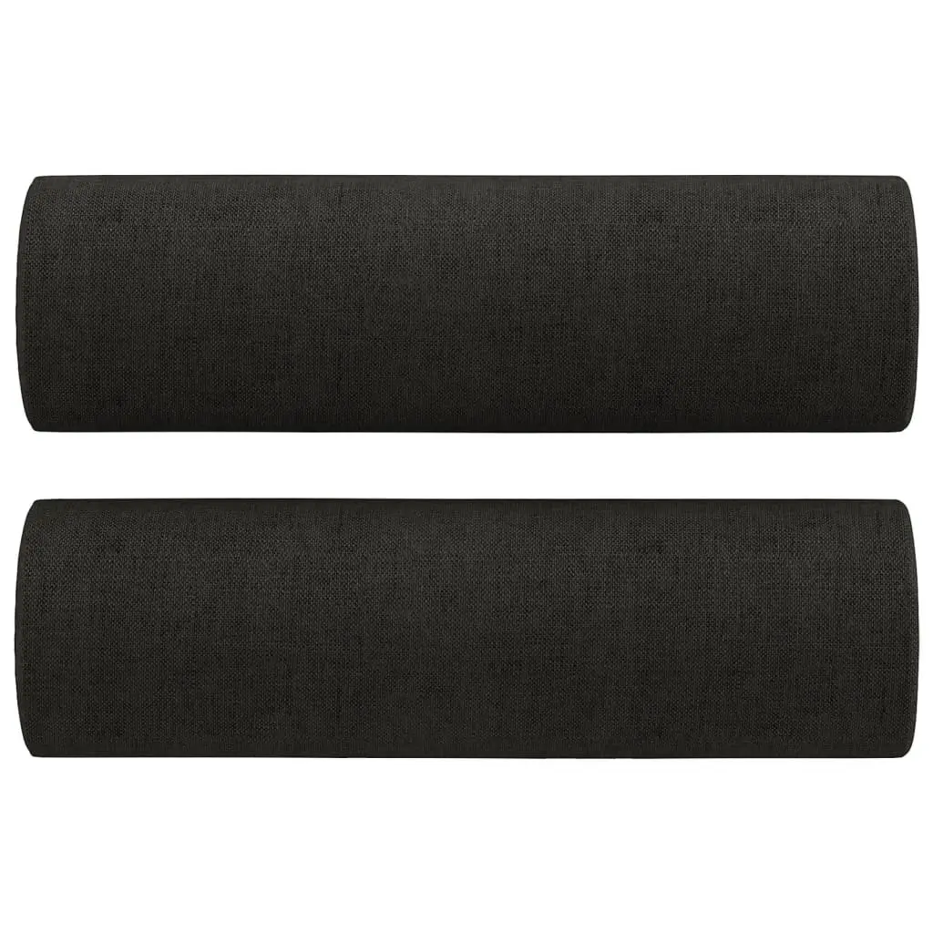Black Fabric Couch Set for Lounge Use with Throw Pillows 2 Piece