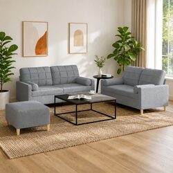 3 Piece Grey Sofa Set Specifications and Features