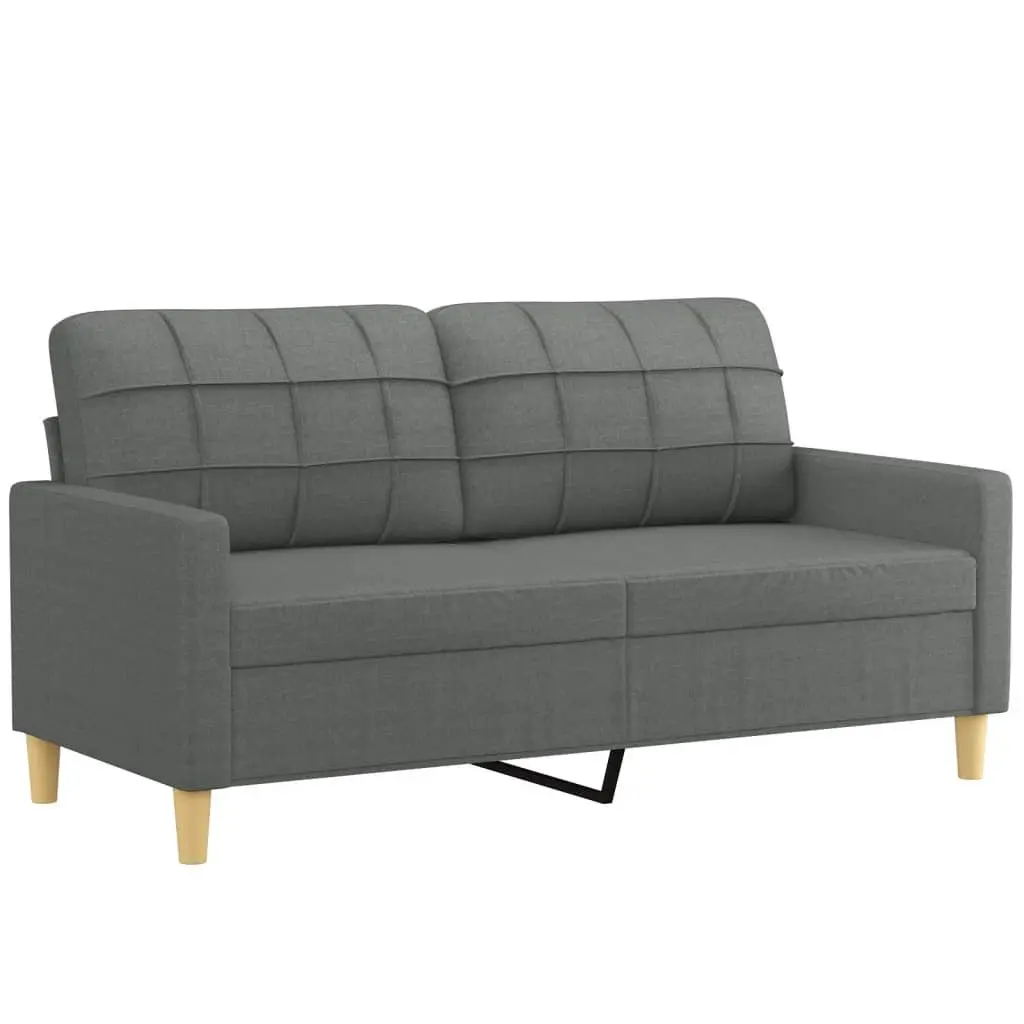 3 Piece Sofa Set Grey Fabric Couch with Pillows Footstool Living Room Seating