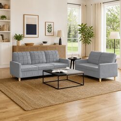 Specifications for 2 Piece Grey Fabric Sofa Set