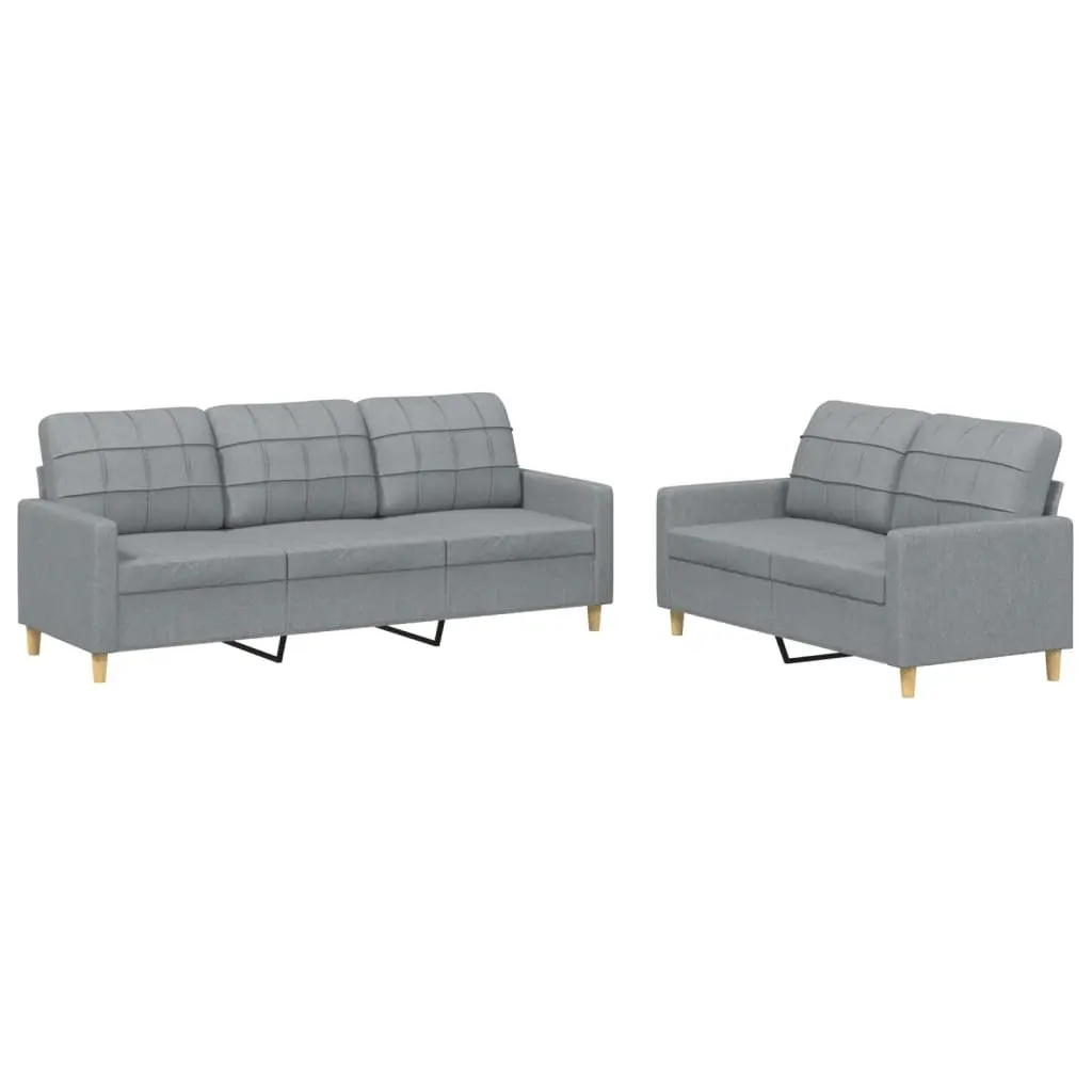 2 Piece Grey Fabric Sofa Set