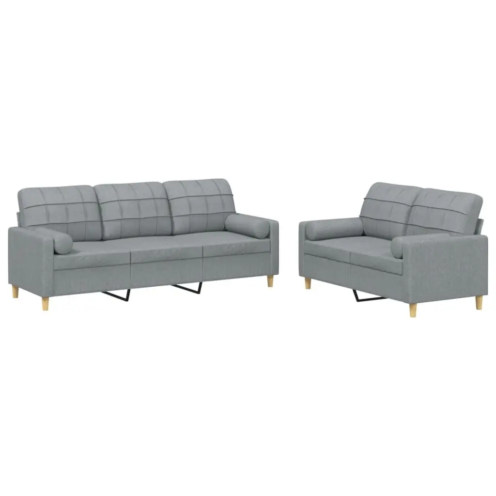 Sofa Set Living Room Grey Fabric 2 Piece