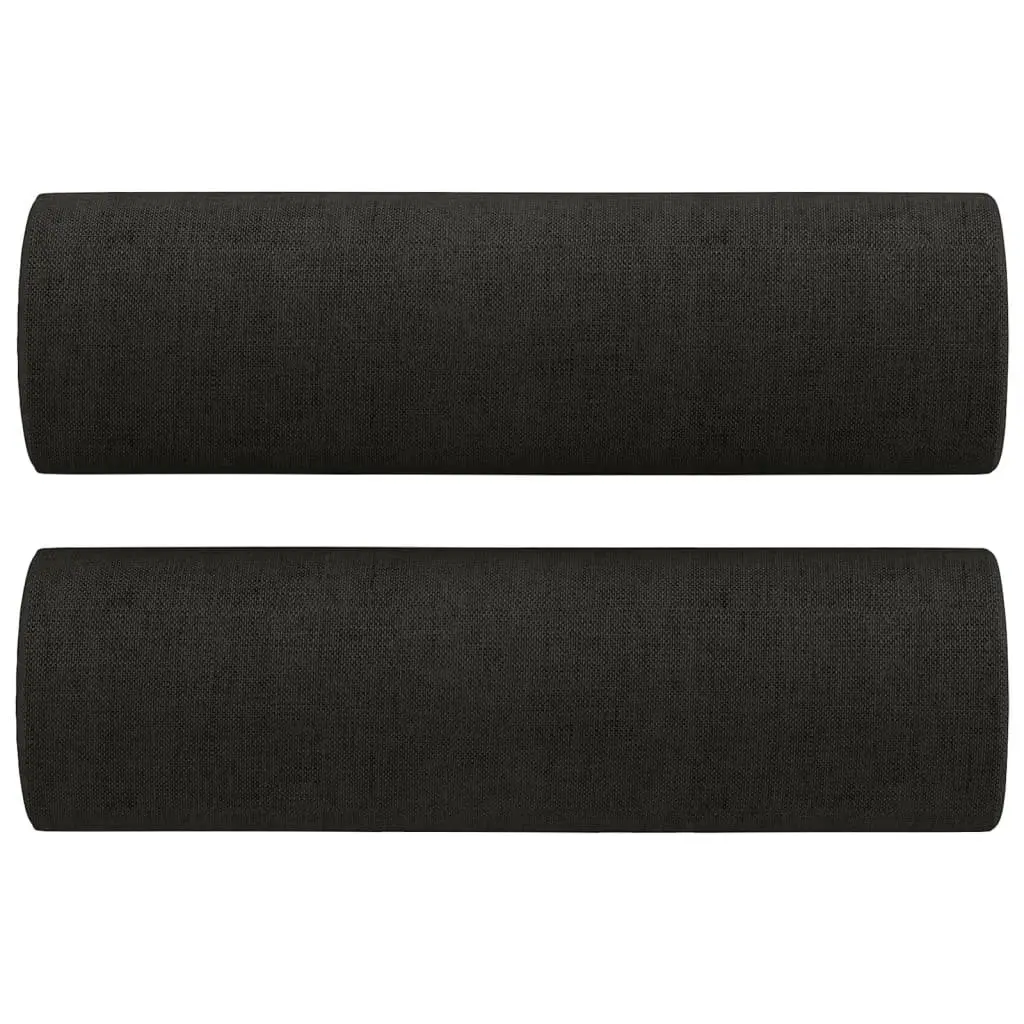 2 Piece Sofa Set Black Fabric Living Room Couch with Pillows Seating Suite