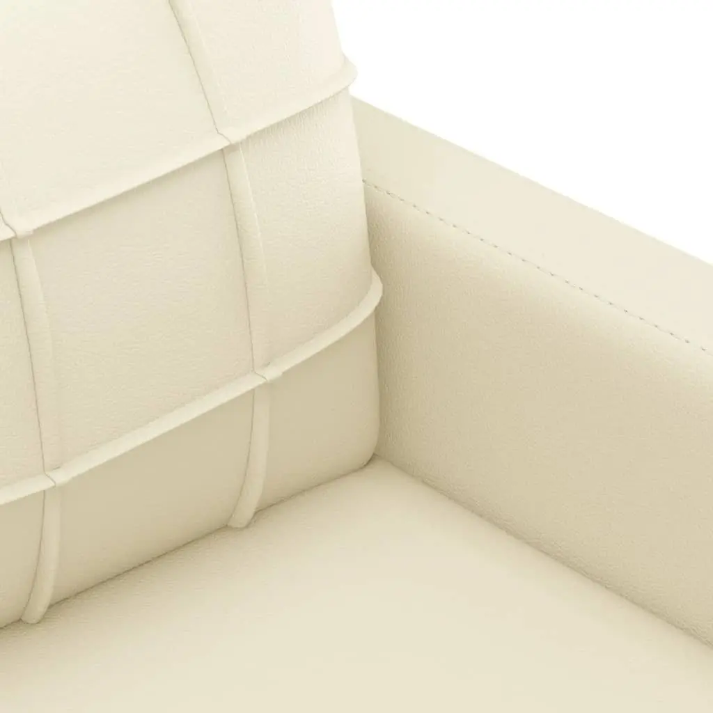 3 Piece Sofa Set Living Room Cream Faux Leather Couch