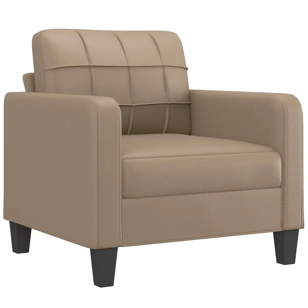 3 Piece Sofa Set Brown Faux Leather Living Room Furniture Lounge Seating Suite