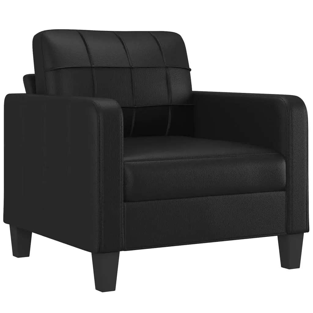 4 Piece Sofa Set for Living Room Black Faux Leather