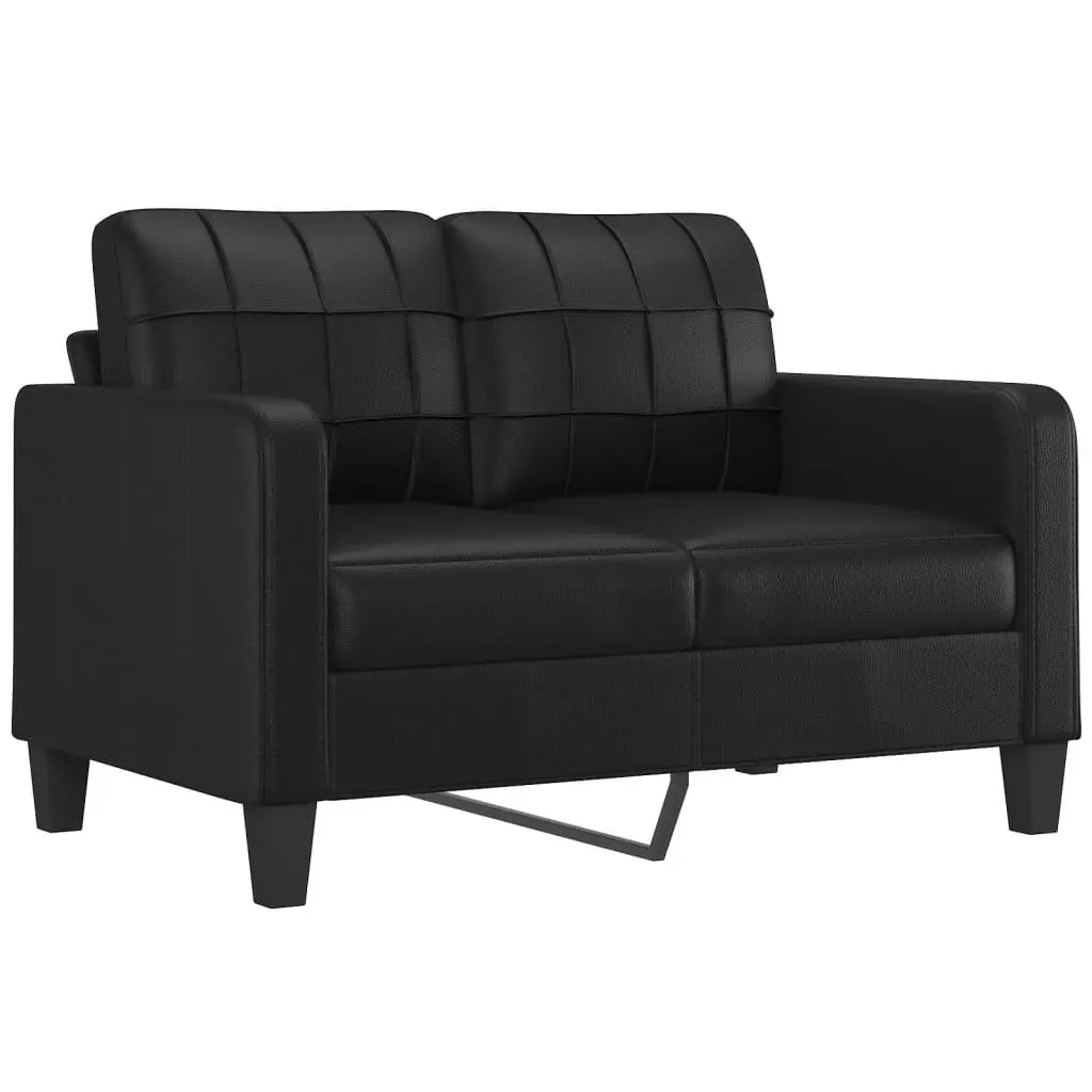 4 Piece Sofa Set for Living Room Black Faux Leather
