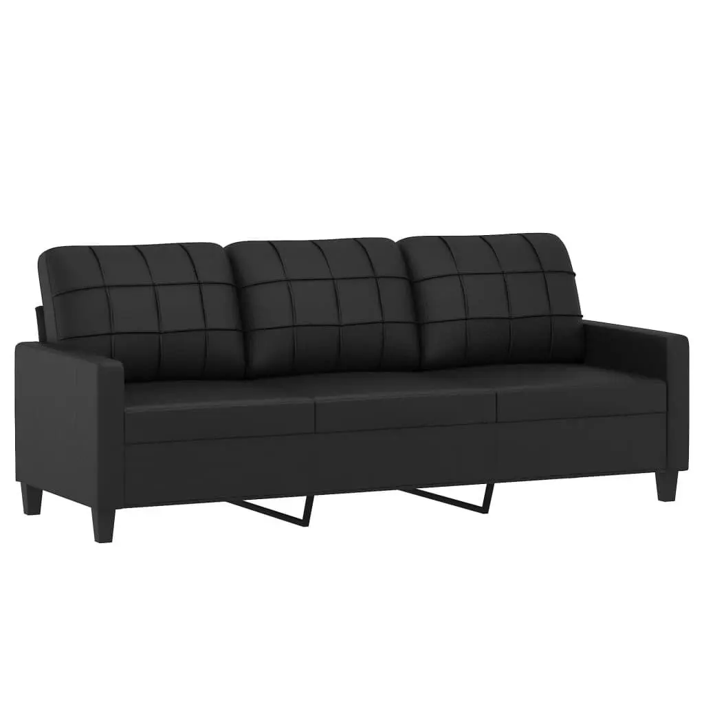 4 Piece Sofa Set for Living Room Black Faux Leather