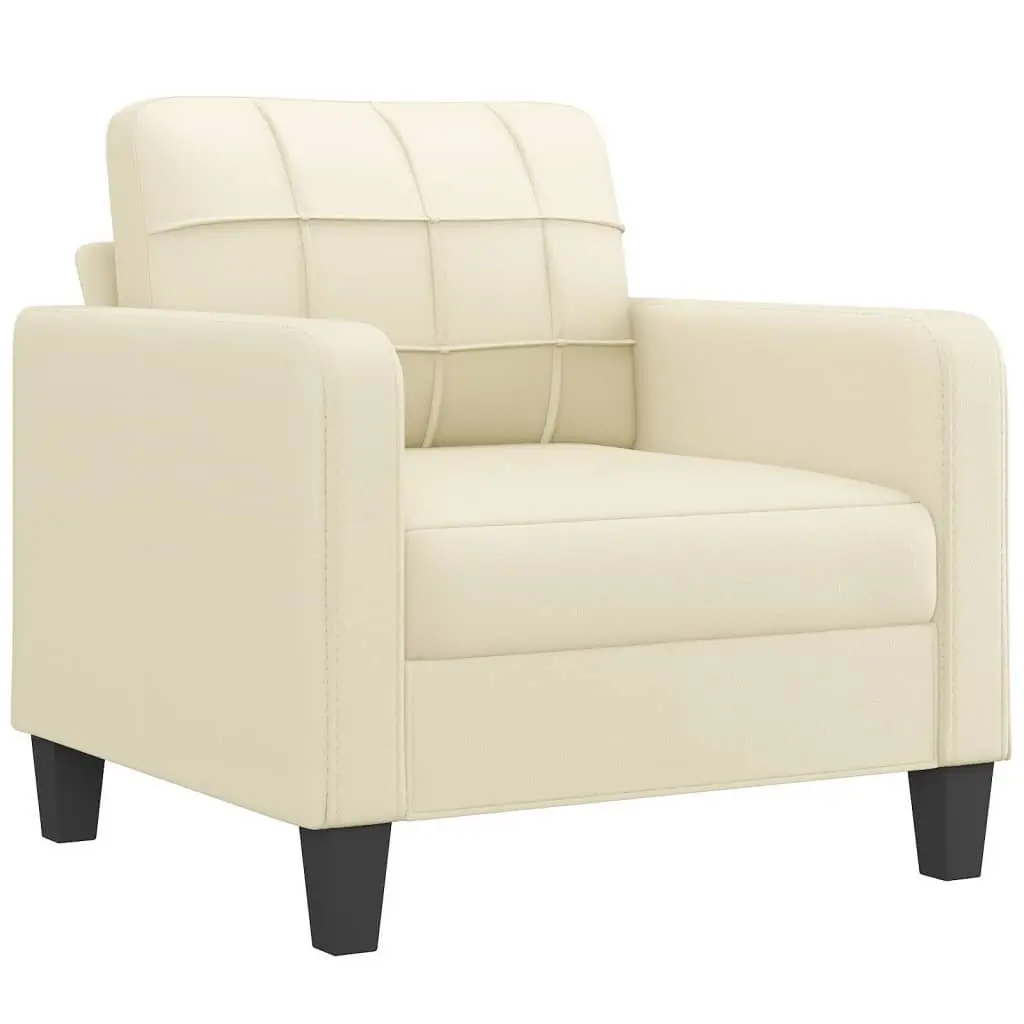 4 Piece Cream Faux Leather Sofa Set