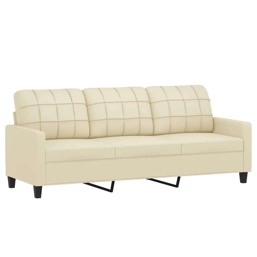 4 Piece Cream Faux Leather Sofa Set