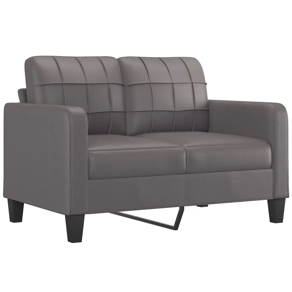 4 Piece Sofa Set Grey Faux Leather Living Room Furniture