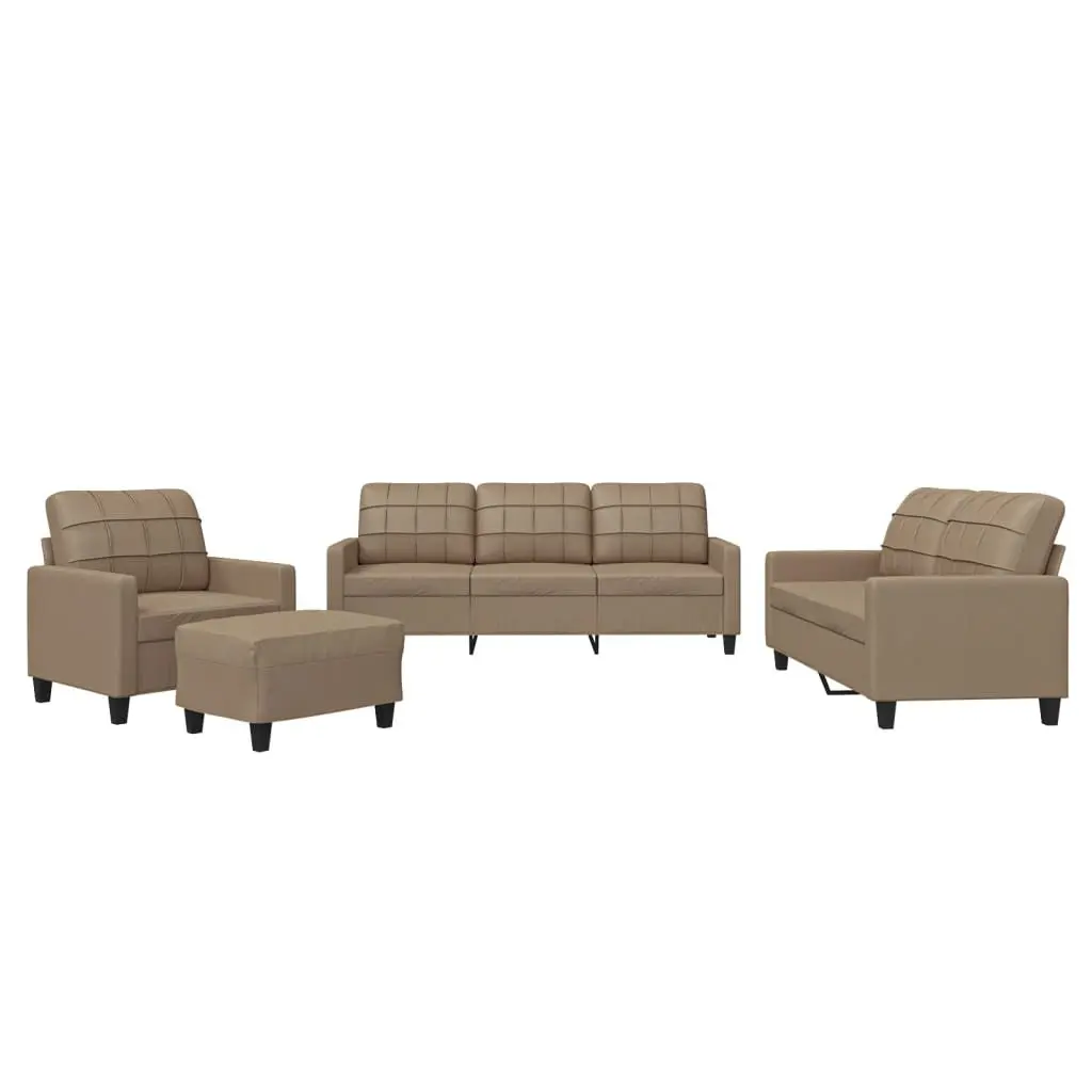 4 Piece Sofa Set for Living Room Brown Faux Leather