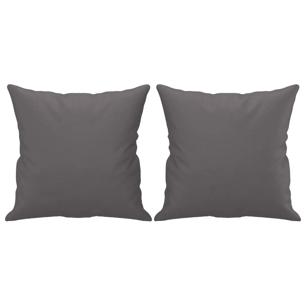 3 Piece Sofa Set Living Room Grey Faux Leather Couch with Throw Pillows