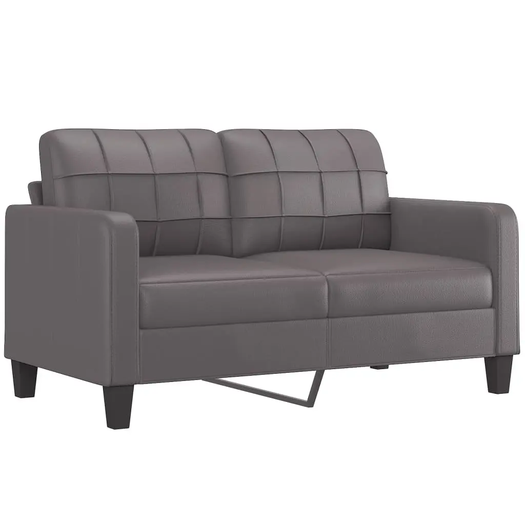 Sofa Set Living Room Grey Faux Leather 2 Piece