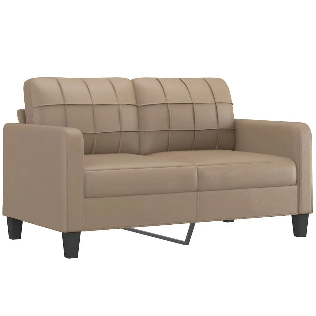 2 Piece Brown Faux Leather Sofa Set with Sturdy Frame Construction