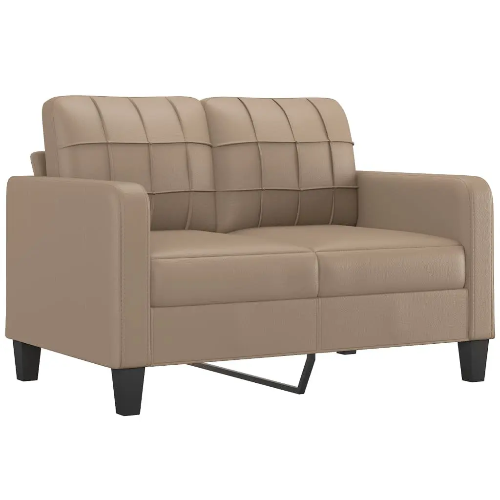 3 Piece Sofa Set with Footstool Brown Faux Leather Lounge Couch Living Room
