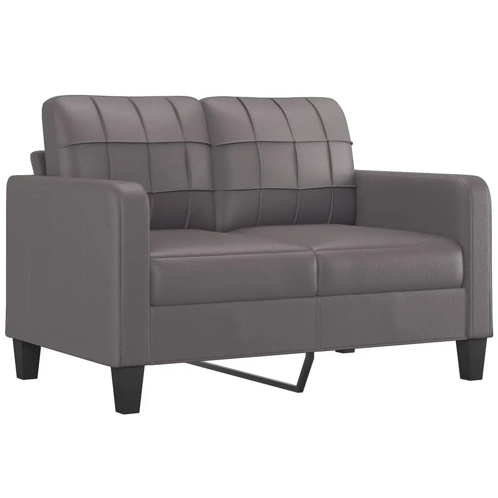 2 Piece Grey Faux Leather Sofa Set