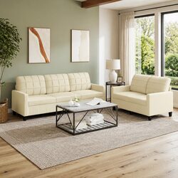 Faux Leather 2 Piece Sofa Set: Dimensions and Features