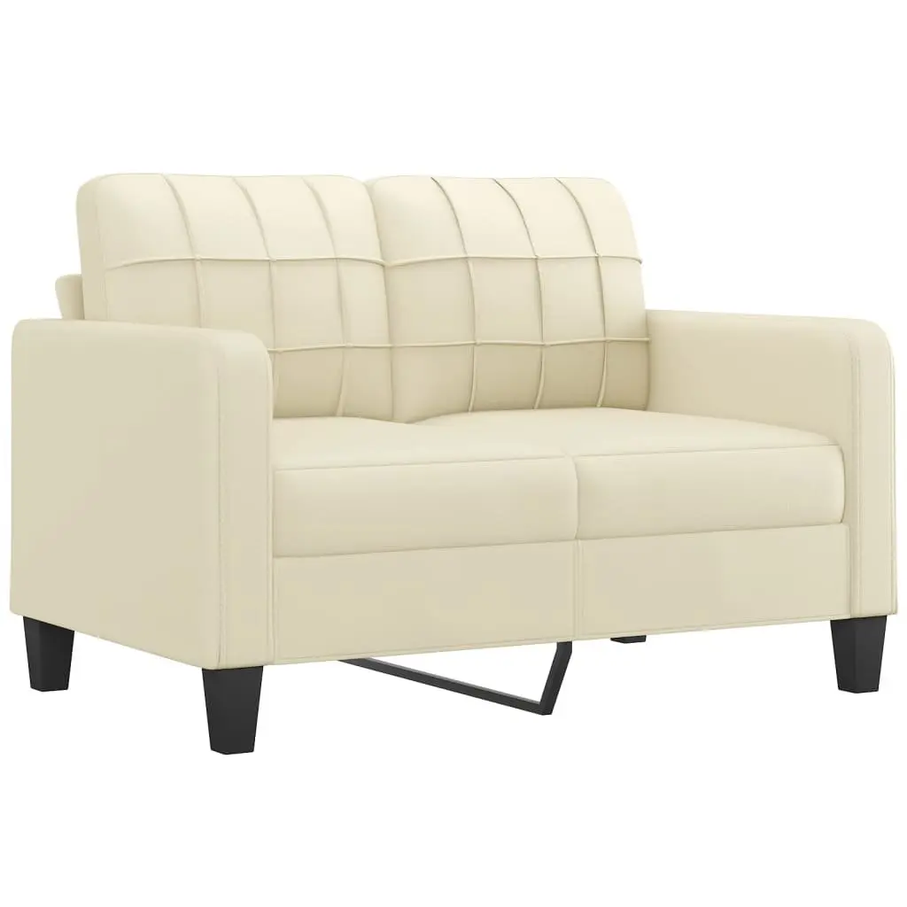 2 Piece Sofa Set with Cushions Modern Living Room Seating Faux Leather Cream