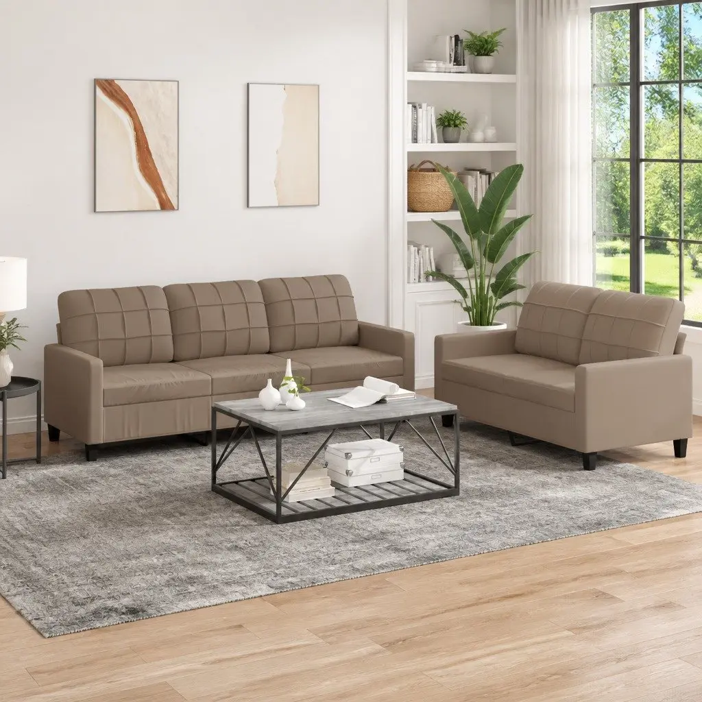 2 Piece Brown Sofa Set